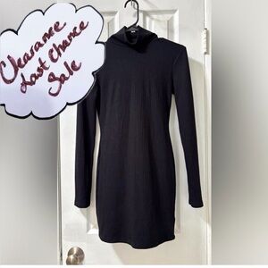 Urban Outfitters Women’s Size S Petite Black Ribbed Long Sleeve Knit Mini Dress